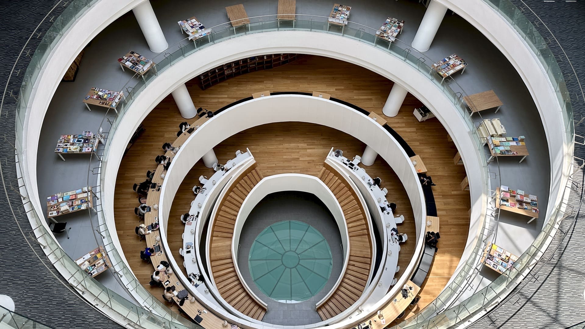 Circular atrium inside the Xiamen University Malaysia library
